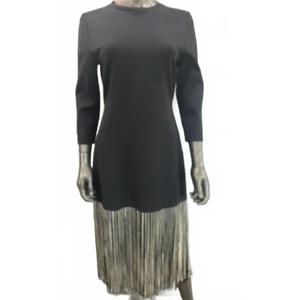 NEW CARLA RUIZ women's bottom fringes dress in black